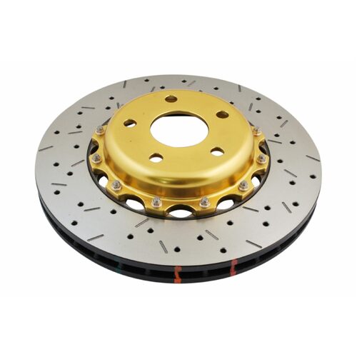 DBA Brake Rotor 5000 Fully Assembled 2-piece Gold Hat XS Cross-drilled slotted KP [