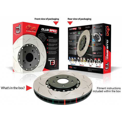 DBA Brake Rotor 5000 Rotor T3 Slot - With Replacement NAS Nuts KP [ HSV VR/VS 93-97 F ]