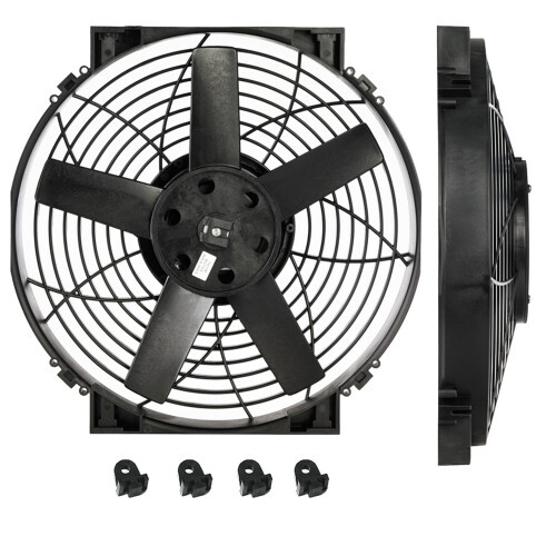 Davies Craig Electric Fan, Slimline Thermatic , 14 in. Dia, 1021 CFM, 11.0A (12V), Each