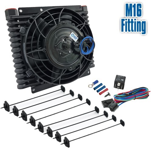 Davies Craig Engine/Transmission, 32mm Oil Cooler 14 Row M16 Fitting, w/ 8 in.Fan Combo, Kit