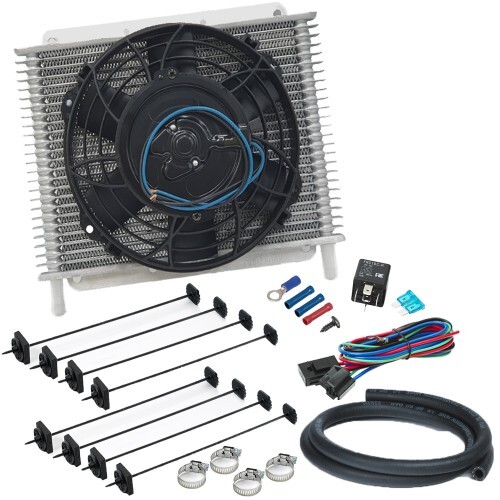 Davies Craig Transmission Oil Cooler, 23 Plate, 3/8 in. Hose, Hose Clamps, Nylon Ties, 8 in. Fan Combo 12V, Kit