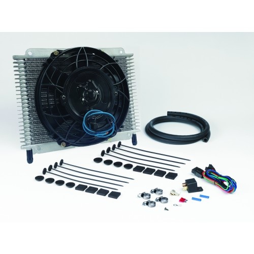 Davies Craig Transmission Oil Cooler, 21 Plate, 3/8 in. Hose, Hose Clamps, Nylon Ties, 8 in. Fan Combo 12V, Kit