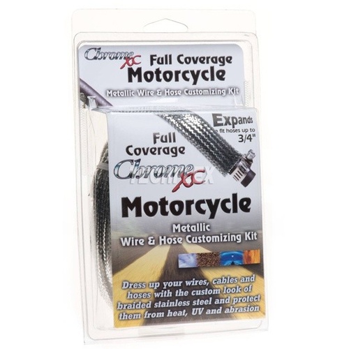 DCI Heat Shield, Universal Sleeving kit Chrome Motorcycle Kit Silver