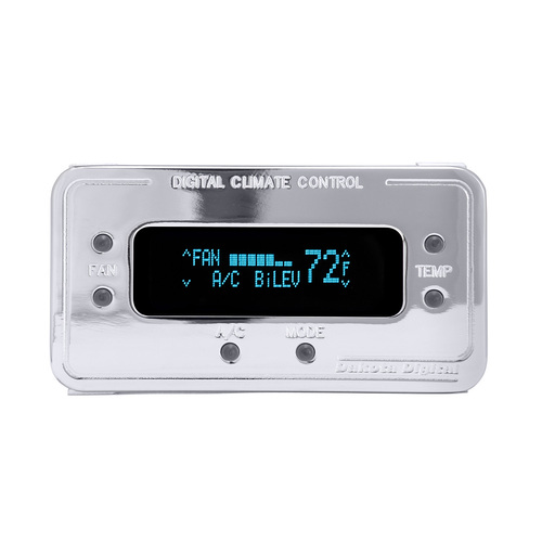 Dakota Digital Climate Control Panel, Digital, Vintage Air Gen-II, Chrome Bezel, Teal Display, Rectangular, Each