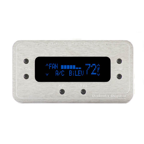 Dakota Digital Climate Control Panel, Digital, Vintage Air Gen-II, Brushed Bezel, Blue Display, Rectangular, Each