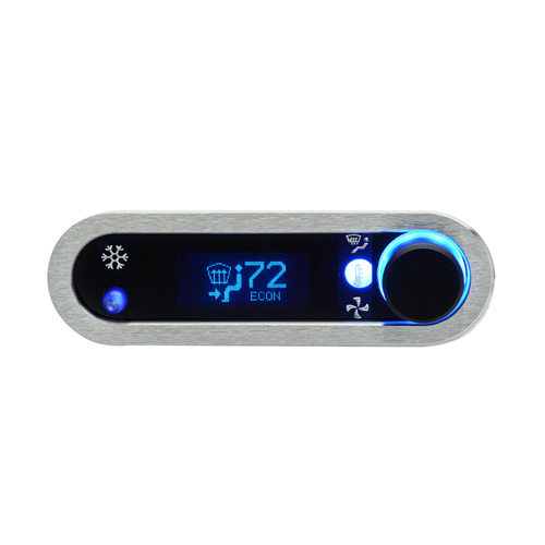 Dakota Digital Climate Control Panel, Digital, Vintage Air Gen-IV, 4.2 in. x 1.3 in., Satin/Brushed Bezel, Blue Display, Horizontal, Each