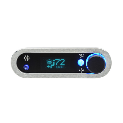 Dakota Digital Climate Control Panel, Digital, Vintage Air Gen-IV, 4.2 in. x 1.3 in., Satin/Brushed Bezel, Teal Display, Horizontal, Each