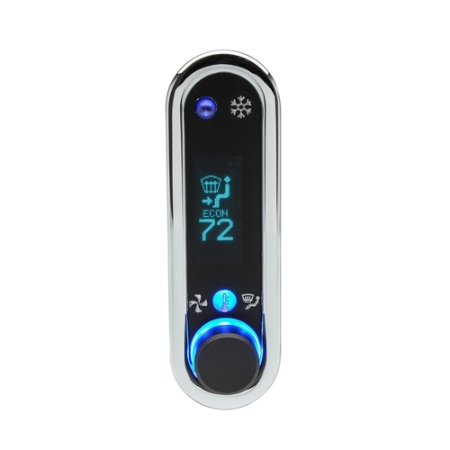 Dakota Digital Climate Control Panel, Digital, Vintage Air Gen-IV, 4.2 in. x 1.3 in., Chrome Bezel, Teal Display, Vertical, Each