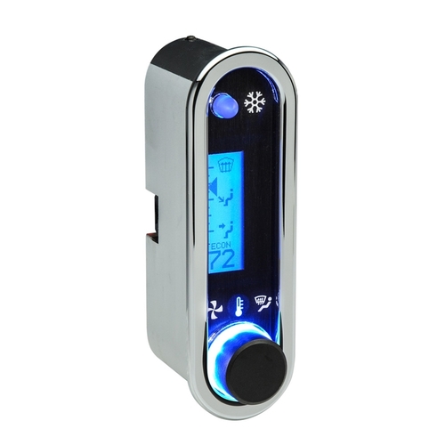 Dakota Digital Digital Climate Control, Vintage Air Gen IV - MHX Style - Vertical Chrome, Blue Display