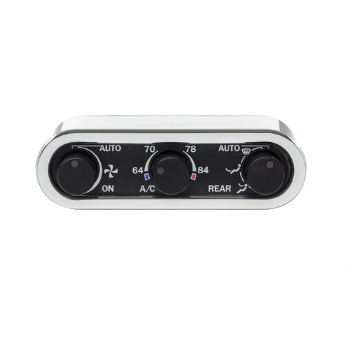 Dakota Digital Digital Climate Control, Vintage Air Gen IV 3-Knob, Horizontal, Chrome, Black Alloy, Blue Display