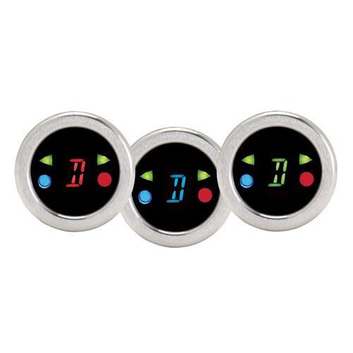Dakota Digital Gear Position Indicator, Aluminum, Chrome, Horizontal, Red Display, 1.625 in. Diameter, Each