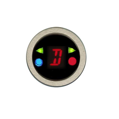 Dakota Digital Gear Position Indicator, Aluminum, Brushed, Horizontal, Red Display, 1.625 in. Diameter, Each