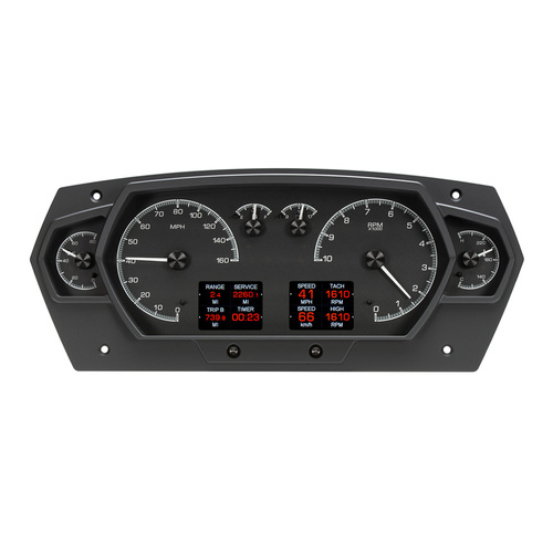 Dakota Digital Gauges, HDX Series, Analog/Digital, Speedometer Tach, Oil Pressure, Fuel Level, Volts, Clock, Black, Black Powdercoated Bezel, Universa