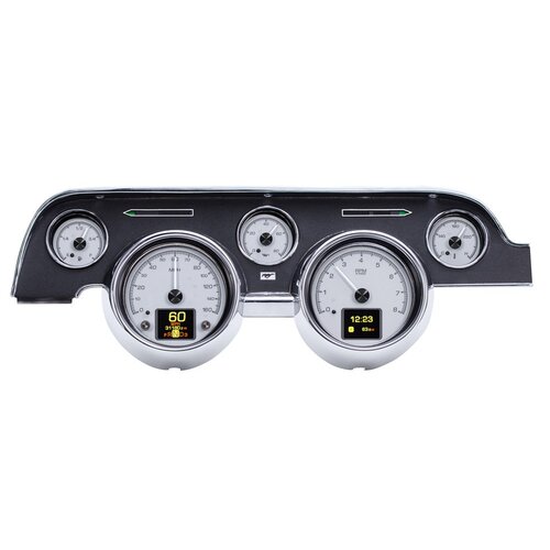 Dakota Digital Gauge Kit, Analog/Digital, Silver Background, Multicolour Display, 1967- 68 For Ford For Mustang, Kit