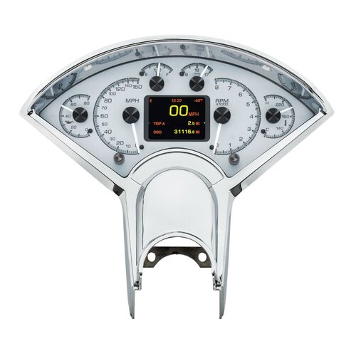 Dakota Digital Gauge, HDX Series, Clock, 12 hours, Silver Alloy Face, Analog, For Chevrolet, Each