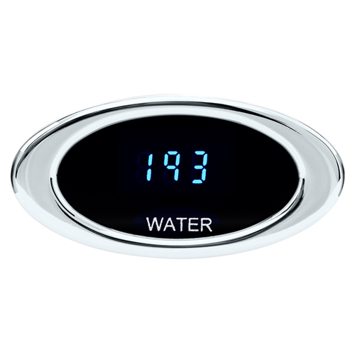 Dakota Digital Gauge Kit, Ion Series, Digital, Chrome, Water Temperature, 0-300 degrees F, Oval, Black Face, Blue Numbers, Electrical