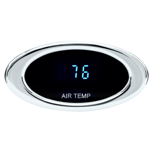 Dakota Digital Gauge Kit, Ion Series, Digital, Chrome, Ambient Air Temperature, -40 to 120 C, Oval, Black Face, Teal Numbers, Electrical