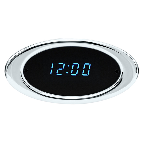 Dakota Digital Gauge Kit, Ion Series, Digital, Chrome, Digital Clock, Oval, Black Face, Blue Numbers, Electrical