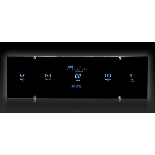 Dakota Digital Gauge, Instrument System, Five gauge system for 3in. x 12in. opening w/Blue and Teal Lenses, Custom