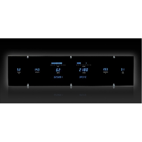 Dakota Digital Gauge, Instrument System, Six gauge system for 3in. x 17in. w/Blue and Teal Lenses, Custom
