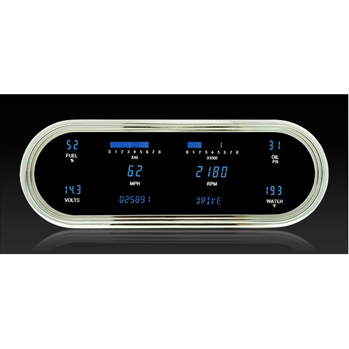 Dakota Digital Gauge, Instrument System, Universal Recessed Oval - Teal, Custom