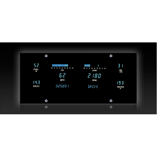 Dakota Digital Gauge, Instrument System, Six gauge system for 3in. x 10in. w/Blue and Teal Lenses, Custom