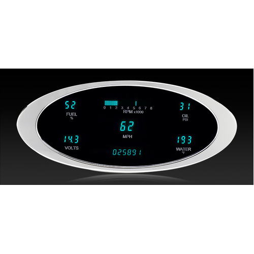 Dakota Digital Gauge, Instrument System, 5-Gauge Ion MFD System Brushed - Teal, Custom