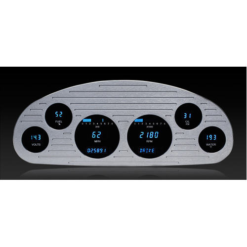 Dakota Digital Gauge, Instrument System, 33-34 in.Masterin. six gauge MFD system w/Blue and Teal Lenses, Custom