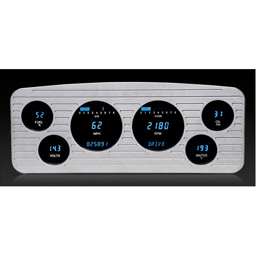 Dakota Digital Gauge, Instrument System, 36 Chevrolet six gauge MFD system w/Blue and Teal Lenses, Custom