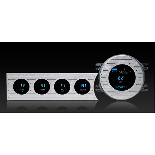 Dakota Digital Gauge, Instrument System, 41-48 Chevrolet five gauge instrumentation w/Blue and Teal Lenses, Custom
