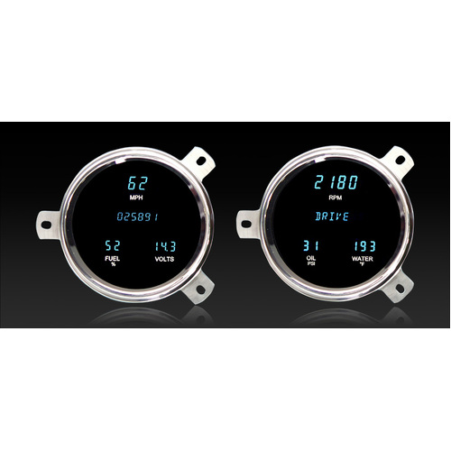 Dakota Digital Gauge, Instrument System, 51-52 Chevrolet 6-gauge MFD system - Teal, Custom