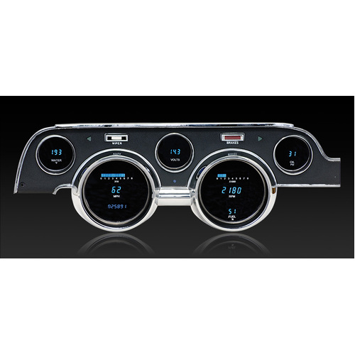 Dakota Digital Gauge, Instrument System, 67 Ford Mustang Brushed Aluminum Bezel - Teal, Custom