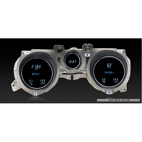 Dakota Digital Gauge, Instrument System, 71-73 Ford Mustang MFD3 System w/Blue and Teal Lenses, Custom