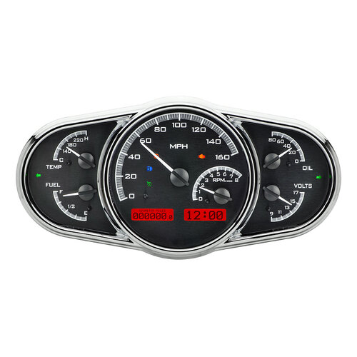 Dakota Digital Gauge, MDX System, Universal Multi-Level, Black Alloy Style Face, Red Display, Custom