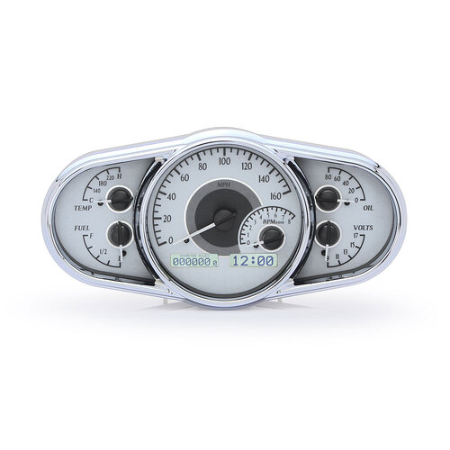 Dakota Digital Gauge, MDX System, Universal Multi-Level, Silver Alloy Style Face, White Display, Custom