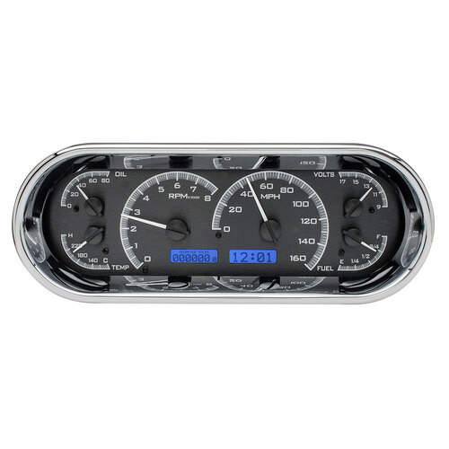 Dakota Digital Gauge, MDX System, Rounded Rectangle, Black Alloy Style Face, Blue Display, Custom