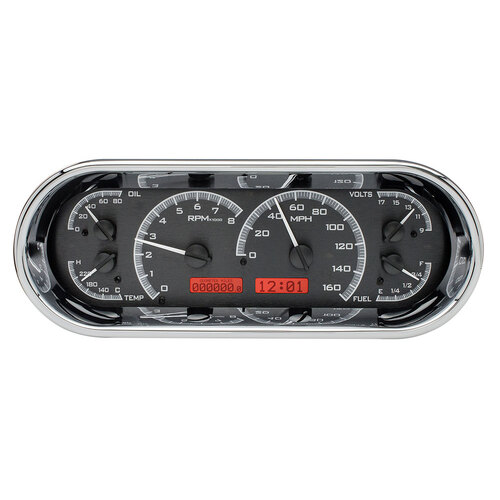 Dakota Digital Gauge, MDX System, Rounded Rectangle, Black Alloy Style Face, Red Display, Custom