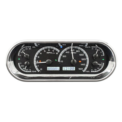 Dakota Digital Gauge, MDX System, Rounded Rectangle, Black Alloy Style Face, White Display, Custom