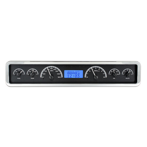 Dakota Digital Gauge, MDX System, Rectangle Universal, Black Alloy Style Face, Blue Display, Custom