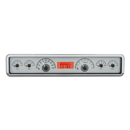 Dakota Digital Gauge, MDX System, Rectangle Universal, Silver Alloy Style Face, Red Display, Custom