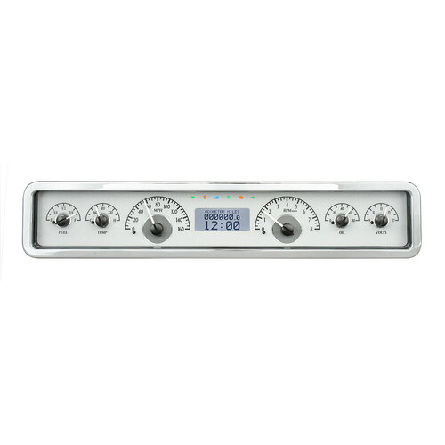 Dakota Digital Gauge, MDX System, Rectangle Universal, Silver Alloy Style Face, White Display, Custom
