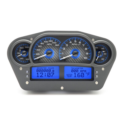 Dakota Digital Gauge, MDX System, Race Inspired, Carbon Fiber Style Face, Blue Display, Custom