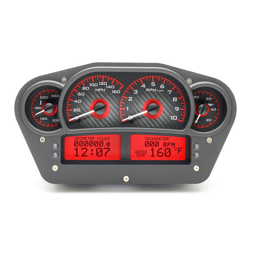 Dakota Digital Gauge, MDX System, Race Inspired, Carbon Fiber Style Face, Red Display, Custom