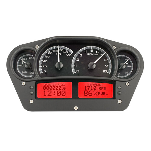 Dakota Digital Gauge, MDX System, Race Inspired, Black Alloy Style Face, Red Display, Custom