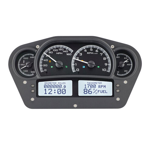 Dakota Digital Gauge, MDX System, Race Inspired, Black Alloy Style Face, White Display, Custom