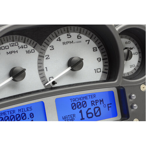 Dakota Digital Gauge, MDX System, Race Inspired, Silver Alloy Style Face, Blue Display, Custom