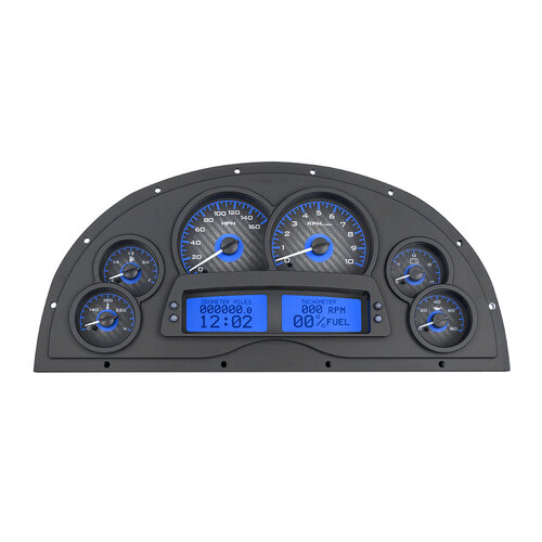 Dakota Digital Gauge, MDX System, 1967-69 Camaro Marquez Designs Dash, Carbon Fiber Style Face, Blue Display, Custom