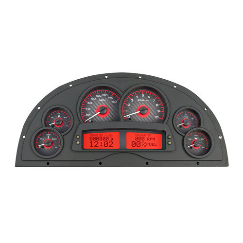 Dakota Digital Gauge, MDX System, 1967-69 Camaro Marquez Designs Dash, Carbon Fiber Style Face, Red Display, Custom