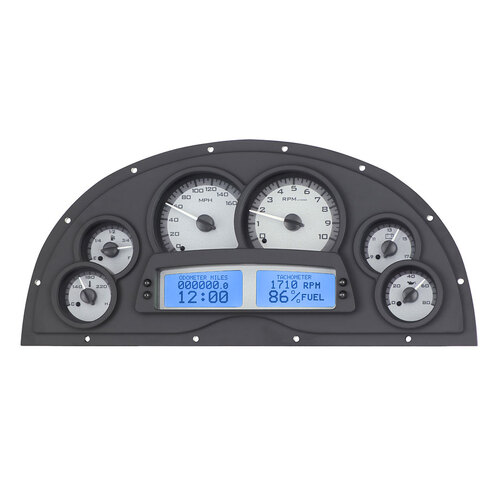 Dakota Digital Gauge, MDX System, 1967-69 Camaro Marquez Designs Dash, Silver Alloy Style Face, Blue Display, Custom