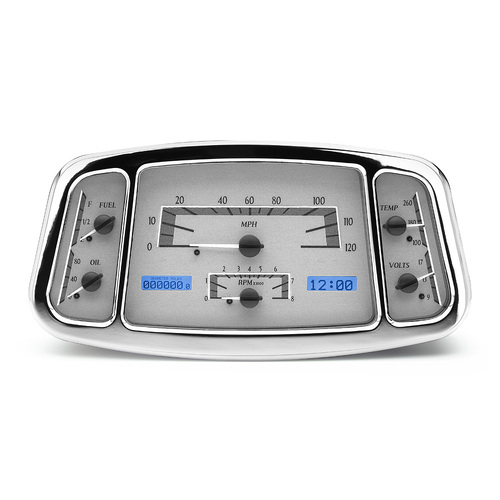 Dakota Digital Gauge, MDX System, 1933-34 Ford Car, Silver Alloy Style Face, Blue Display, Custom